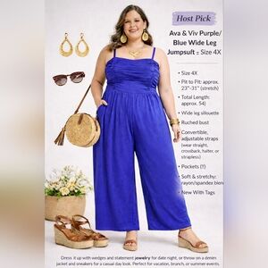 Ava & Viv Purple/Blue Wide Leg Jumpsuit – Size 4X